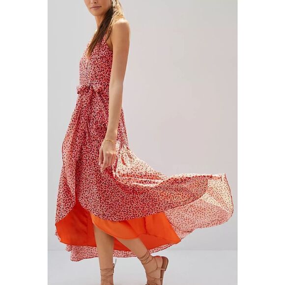 Anthropologie - Flutter Wrap Midi Dress petite M - Picture 4 of 16